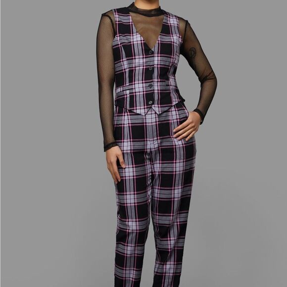 Black Friday Myrtle‎ Tartan Vest size 10 Purple NWT - Picture 5 of 7